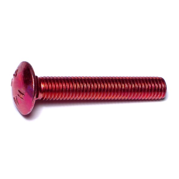 Midwest Fastener Carriage Bolt, Square Neck, 1.25mm (Coarse), 50 mm L, Steel, Red Rinsed Zinc, 4 PK 31188 - main